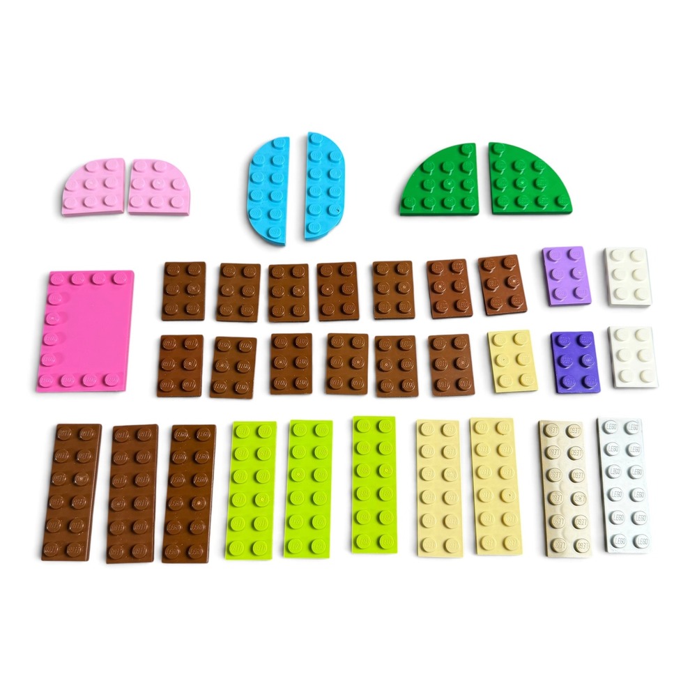 LEGO Mixed Plate Lot Replacement Parts Pink Brown Green Tan Blue Various Sizes